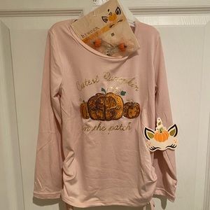 Girls Thanksgiving Shirt 5T 3 Pieces, Glittery Cutest Pumpkin In The Patch Shirt